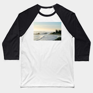 Hazy atmosphere caused by Cyclone Cody's large waves and swells at Mount Maunganui, New Zealand. Baseball T-Shirt